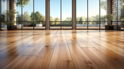 Laminate flooring on display in an empty room. Generative Ai