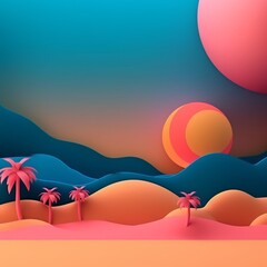 Fototapeta na wymiar Tropical Summer Themed 3D Abstract Background
