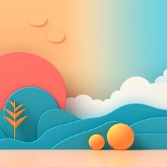 Tropical Summer Themed 3D Abstract Background