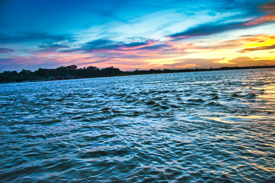 sunset over the sea, Padma River, Kushtia, Cloudy Sky, Beautiful Sky, Dusk, Ganga River, Gorai River, Kushtia