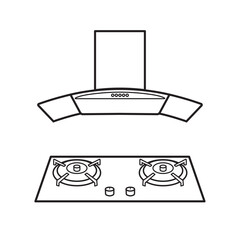 icon modern range hood and gas stove. vector illustration EPS 10. editable stroke.