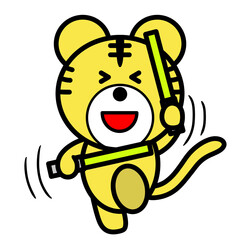 ペンライトを振るトラ　イラスト
