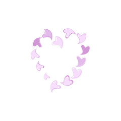 Pink heart made from small hearts. Transparent romantic illustration. 