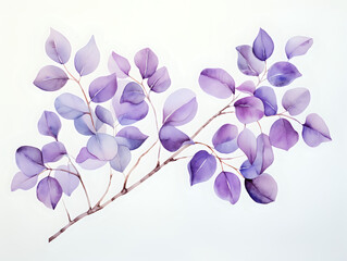 Fototapeta na wymiar watercolor branches with violet leaves