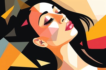 Vibrant Dreamy Female Profile Graphic Design Background