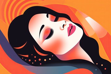 Vibrant Dreamy Female Profile Graphic Design Background