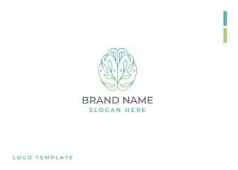 Vector logo on which an abstract image of the brain with a plant inside