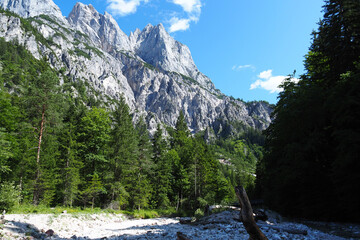 Klausbach vor den Mühlsturzhörnern bei Ramsau, Berchtesgadener Land, Oberbayern, Bayern, Deutschland