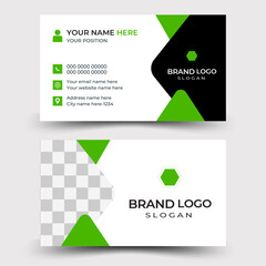 Simple and clean business card design with green color. professional name card template vector