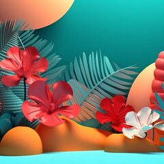Obraz premium Vibrant Summer Themed 3D Abstract Background