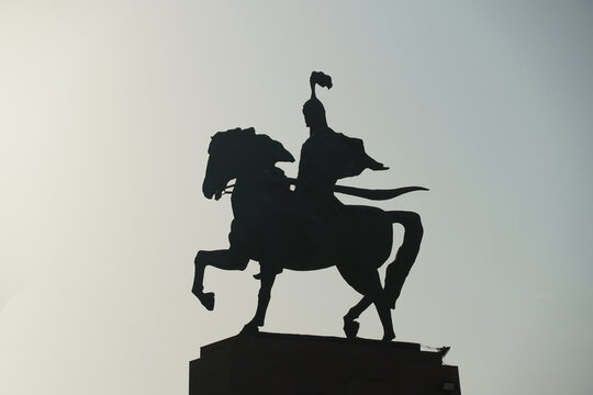 Monument to Manas the Great Bishkek Kyrgystan. Sunset. High quality photo