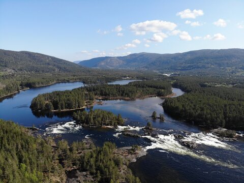 Flugbild Otra-Tal, bei Evje, S&uuml;d-Norwegen