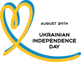 Vector Illustration of Ukraine Independence Day. Ribbon in the shape of a heart