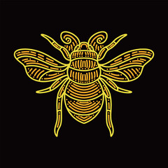 Premium Monoline Bee Vector Graphic Design illustration Vintage style line Emblem Symbol and Icon