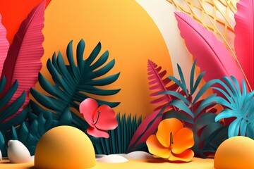 Obraz na płótnie Canvas Vibrant Summer Themed 3D Abstract Background