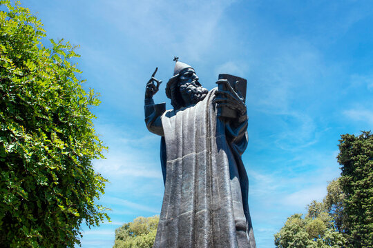 Statue of Gregory of Nin (Grgur Ninski) in Split (Zvonik i kapelica sv. Arnir) in the state of Split-Dalmatien Croatia