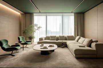 Close-up Details of a Luxurious Couch in a Modern Living Room with nature accents