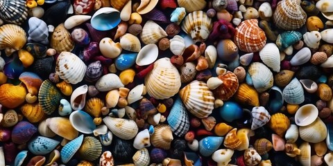 AI Generated. AI Generative. Nautical Marine underwater sea ocean sand vacation shell star background pattern decoration mock up. Graphic Art