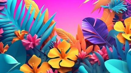 Fototapeta na wymiar Vibrant Summer Themed 3D Abstract Background