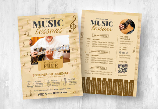 Music Lessons Music School Flyer Poster Layout