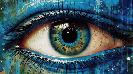 Eye colorful stare iris - AI Generated
