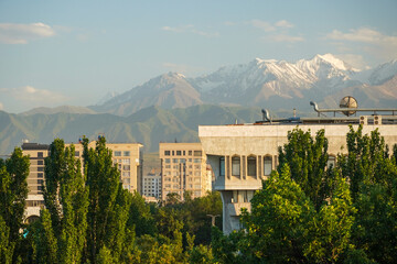 Bishkek city view to mountains. Kyrgystan. High quality photo