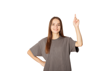 student showing thumbs up,teenager with idea,education and language learning,back to school,cute young woman isolated