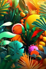 Fototapeta premium Vibrant Summer Themed 3D Abstract Background