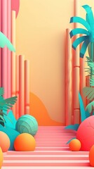 Vibrant Summer Themed 3D Abstract Background
