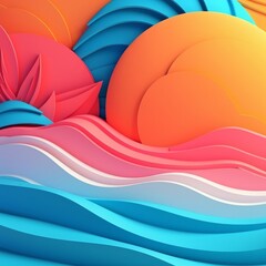 Vibrant Summer Themed 3D Abstract Background