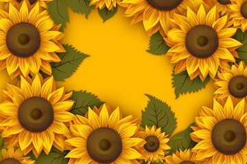Vibrant Yellow Summer Sunflower Background Illustration
