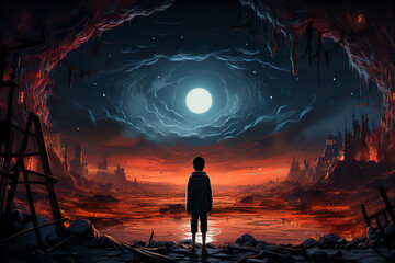 Futuristic scene night sci-fi - AI generated