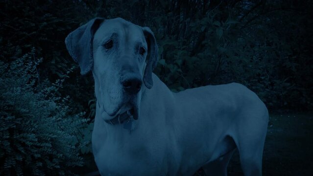 Guard Dog Large Great Dane Outside In The Evening

