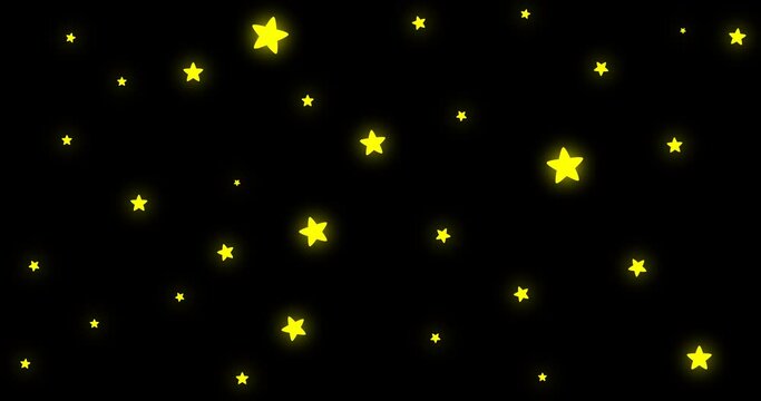 4k yellow orange twinkling stars on transparent background ( Alpha channel) Cartoon animation. Childish design style. Animated looping pattern. Twinkle golden little stars. Seamless looping. Night 