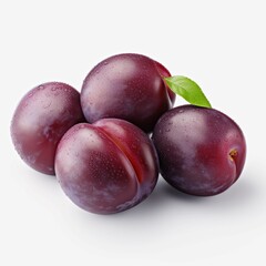 Plums isolated on white background with clipping path and full depth of field