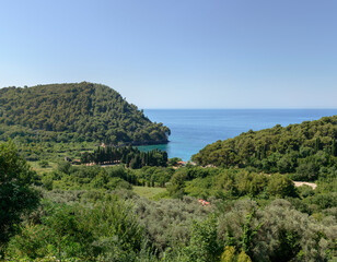 View towards Lucice beach near Petrovac, Montenegro.