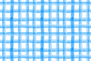 Blue tartan plaid seamless pattern, watercolor brush stroke crossing stripes, fabric design, editable stroke background