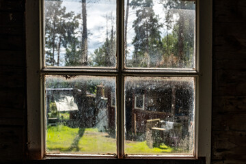 Enkoping, Sweden A n old wooden window in a barn.