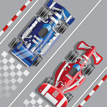 Racing cars. View from above.Vector illustration.