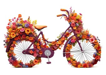 Bicycle made of flowers expressive style. Generative AI