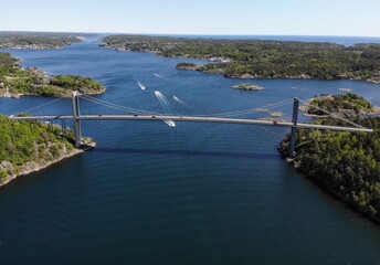 Luftbild Brücke bei Eydehavn, Süd-Norwegen