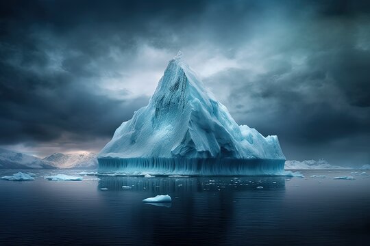 Iceberg Hidden Danger And Global Warming Concept. Generative AI