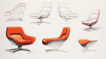 set of armchairs or chair modern design concepts