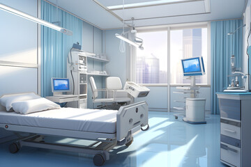 Modern equipment in operating room. hospital room modern with medical equipment