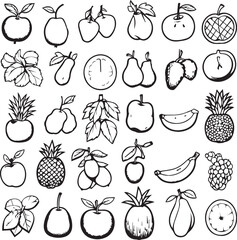 Vector Fruit Icons set Modern Flat Design