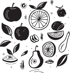 Captivating Artwork Showcasing Fruit in a Multitude of Shapes, Colors, and Black & White Renderings
