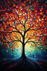 Naklejka na ściany i meble Colorful tree of life, Generative AI
