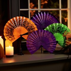 japanese fan on a black background