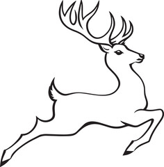 Monochrome deer with majestic antlers, evoking a trophy-like presence; elegant and captivating design in classic style