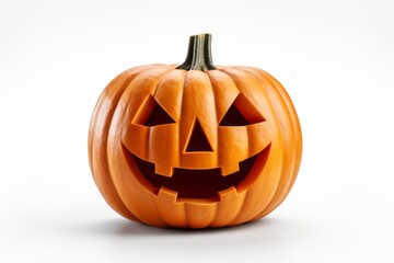 Pumpkin on a light white background. Halloween concept. Background with selective focus and copy space